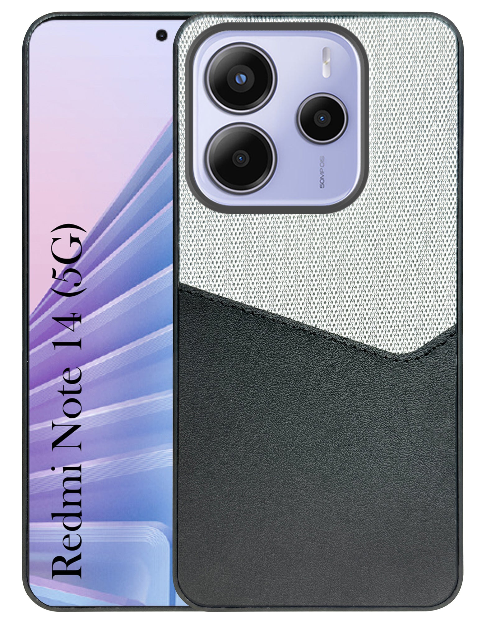 For Redmi Note 14 Back Cover Case (Dual PU Leather Stitch | Professional Minimalist | Soft and Flexible)