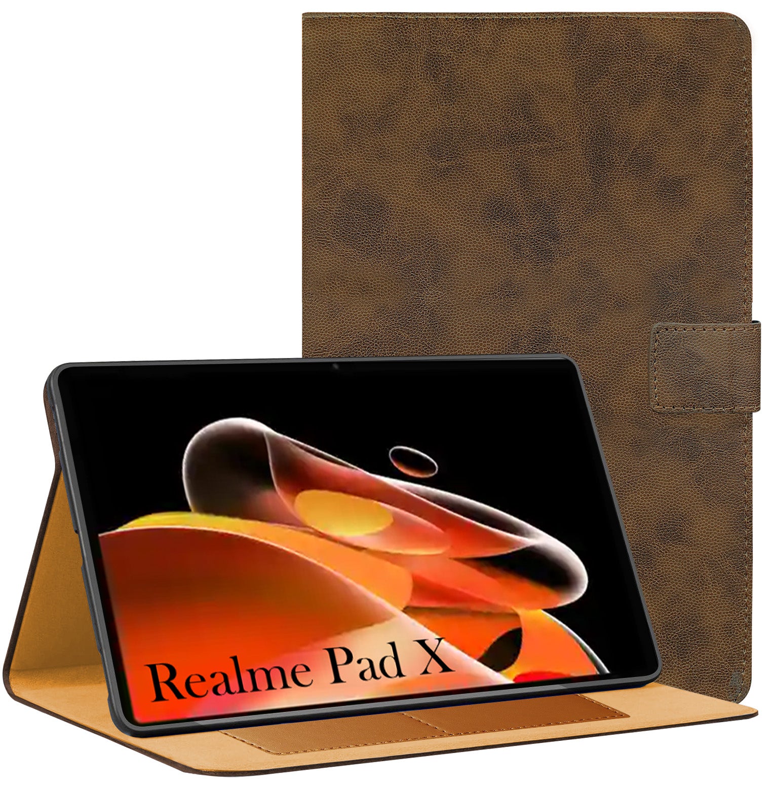 For Realme Pad X 11 Inch  RMP2107/P2108 Flip Cover Folio Cover(PU Leather | Multi-Angle Smart Stand | Card Storage Slots | Silicone Back Pouch)