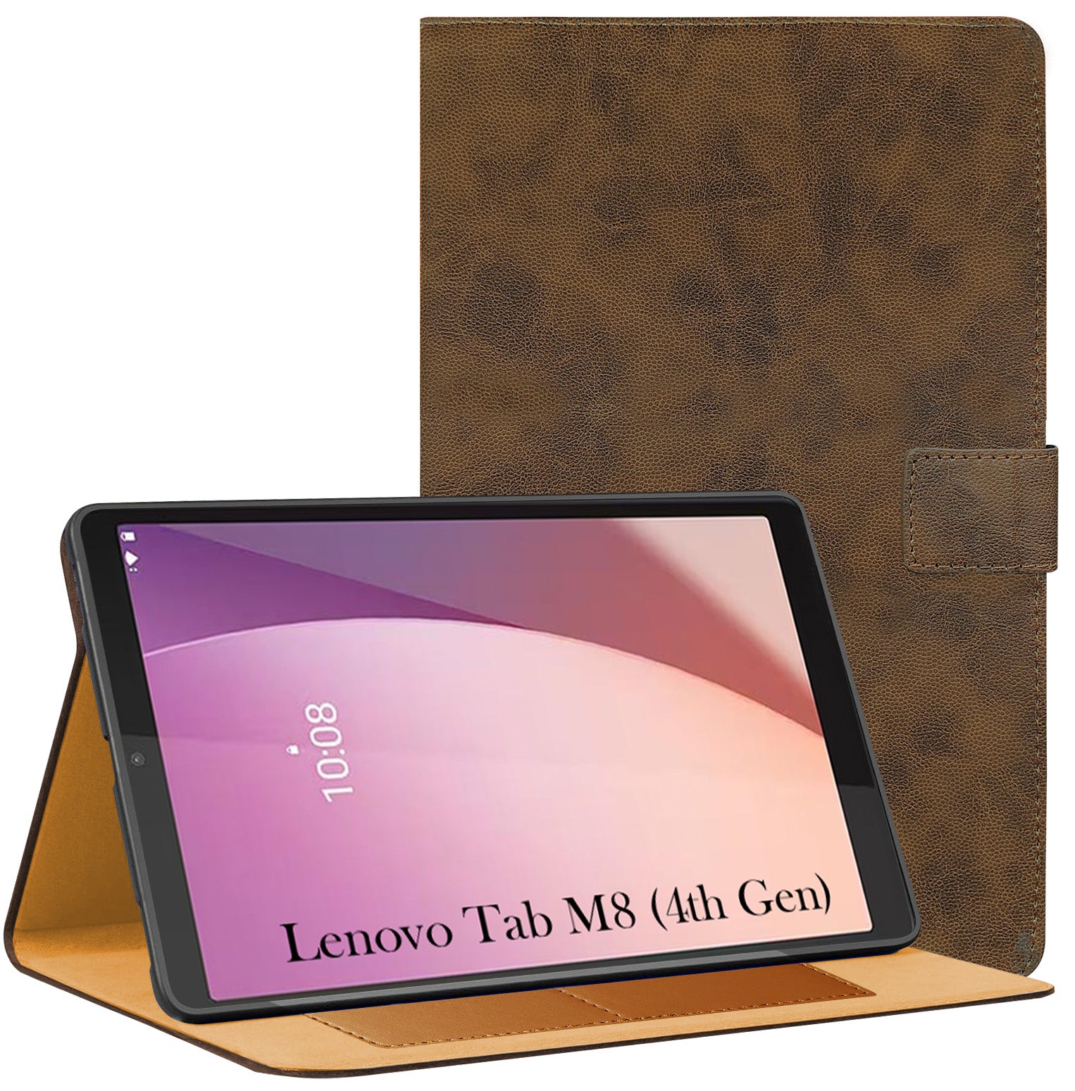 For Lenovo Tab M8 4 GEN 2024 8 Inch Flip Cover Folio Cover (PU Matte Leather | Multi-Angle Smart Stand | Card Storage Slots | Silicone Back Pouch)