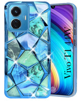 For Vivo T1 44W Back Cover Case (Dual Design Glitter Sparkle and Detachable Diamond Print Case | Soft and Flexible)