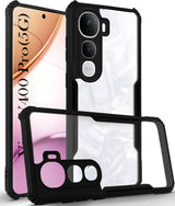 For Vivo Y400 Pro Back Cover Case ( Shockproof with Polycarbonate Clear Panel | Professional Black)