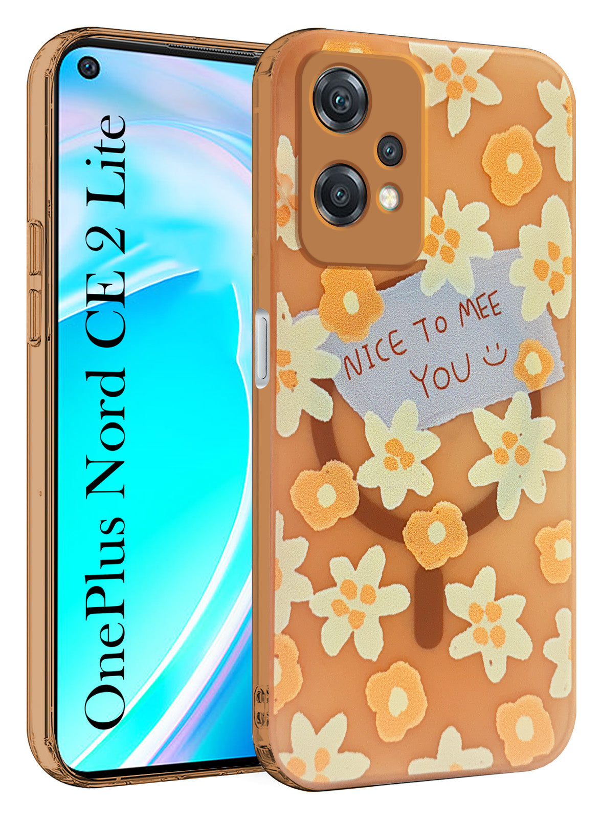For OnePlus Nord CE 2 Lite Back Cover Case (Cute Floral Design | Flower Print for Girls | MagSafe Compatible Wireless Charging)