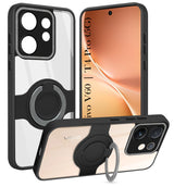 For Vivo V60 | Vivo T4 Pro Back Cover Case with stand (Built-in Ring Holder Kickstand | Lifetime Anti Yellow | Camera Protection)