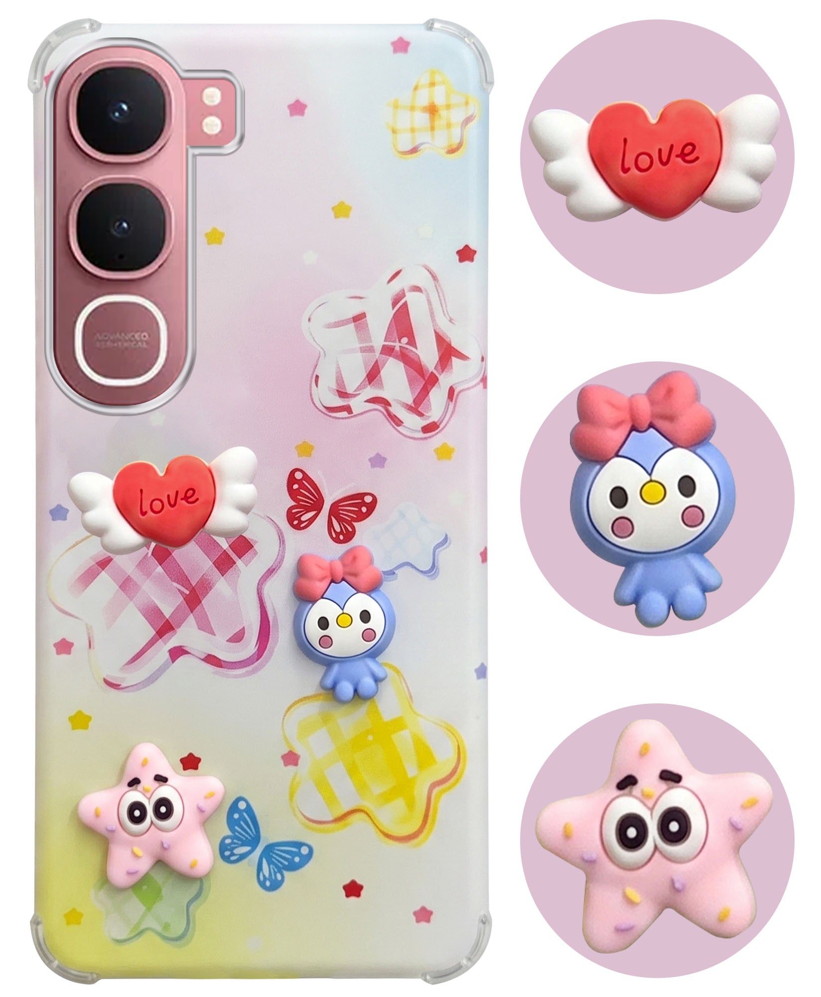 For Vivo Y31 5G Back Cover Case (3D Cute Cartoons | Hard Back Side Soft | Matte Premium Finish | HD Printing)