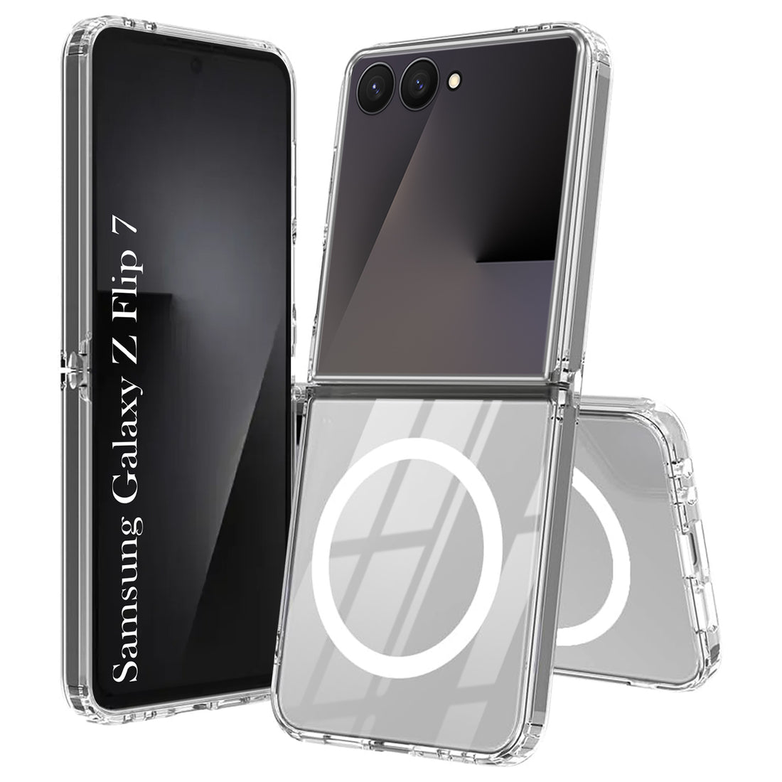 For Samsung Galaxy Z Flip 7 Back Cover Case Lifetime Anti-Yellow Clear (Magnetic Charging Support | Sleek Hard Crystal | Shockproof and Camera Protection)