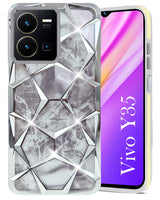 For Vivo Y35 Back Cover Case (Dual Design Glitter Sparkle and Detachable Diamond Print Case | Soft and Flexible)