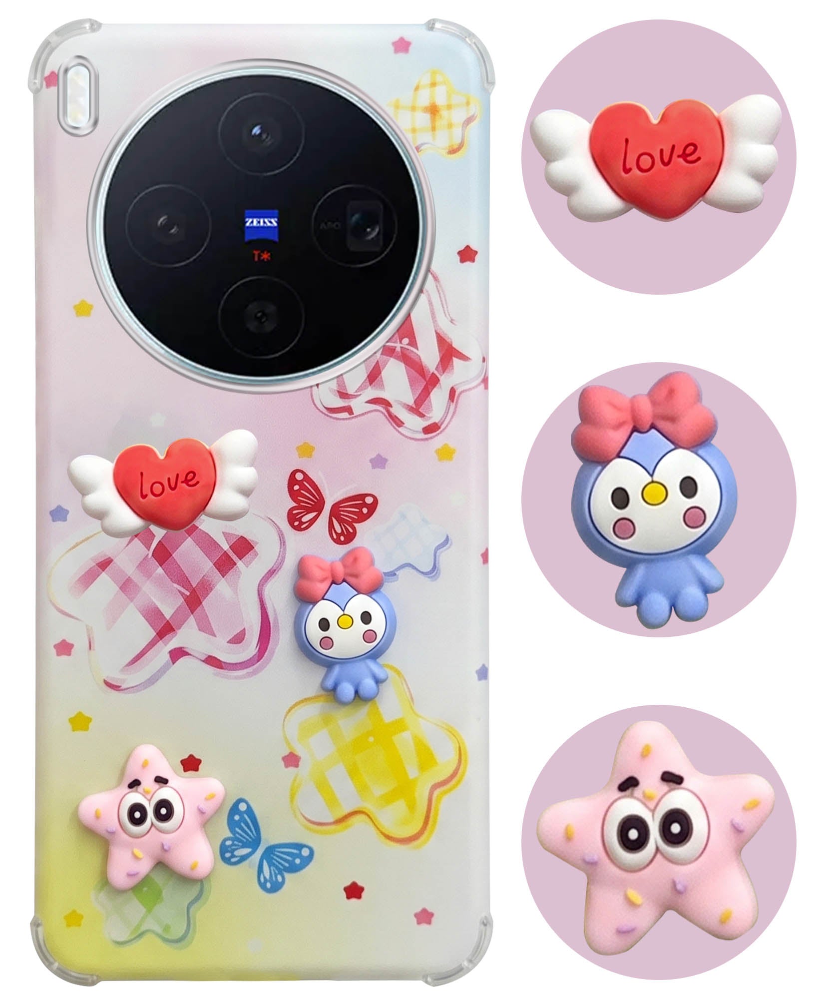 For Vivo X300 5G Back Cover Case (3D Cute Cartoons | Hard Back Side Soft | Matte Premium Finish | HD Printing)