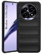 For Realme 14 Pro Lite Back Cover Case (Matte Liquid Silicone | Professional Design | Camera Protection | Wave Black)