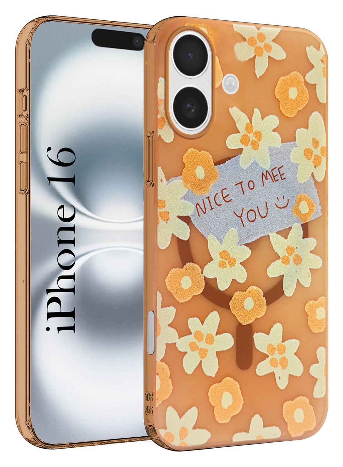 For Apple iPhone 16 Back Cover Case (Cute Floral Design | Flower Print for Girls | MagSafe Compatible Wireless Charging)