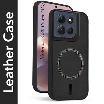 For Motorola Moto G86 Power Back Cover Case Leather Finish (MagSafe Compatible Wireless Charging | Soft Touch | Camera Bump Protection)