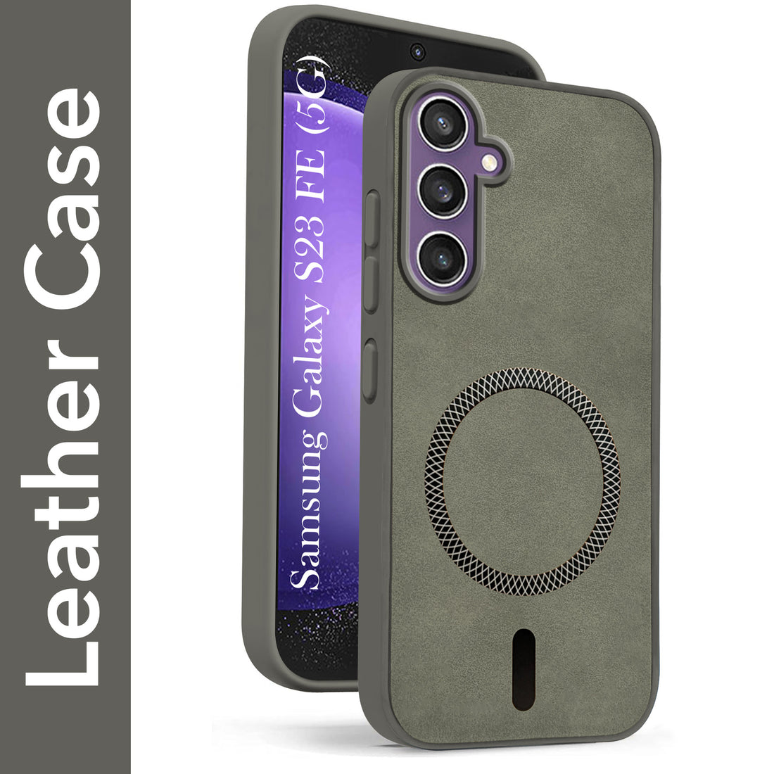 For Samsung Galaxy S23 FE 5G Back Cover Case Leather Finish (MagSafe Compatible Wireless Charging | Soft Touch | Camera Bump Protection)
