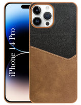 For Apple iPhone 14 Pro Back Cover Case (Dual PU Leather Stitch | Professional Minimalist | Soft and Flexible)