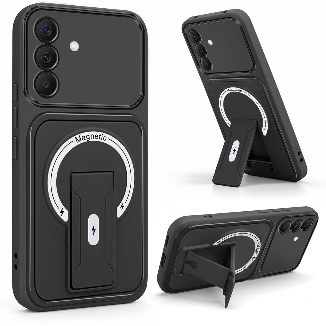 For Samsung Galaxy A37 5G Back Case Cover Metallic (Hybrid Armor Kickstand | MagSafe Compatible | Camera Protection Shockproof)