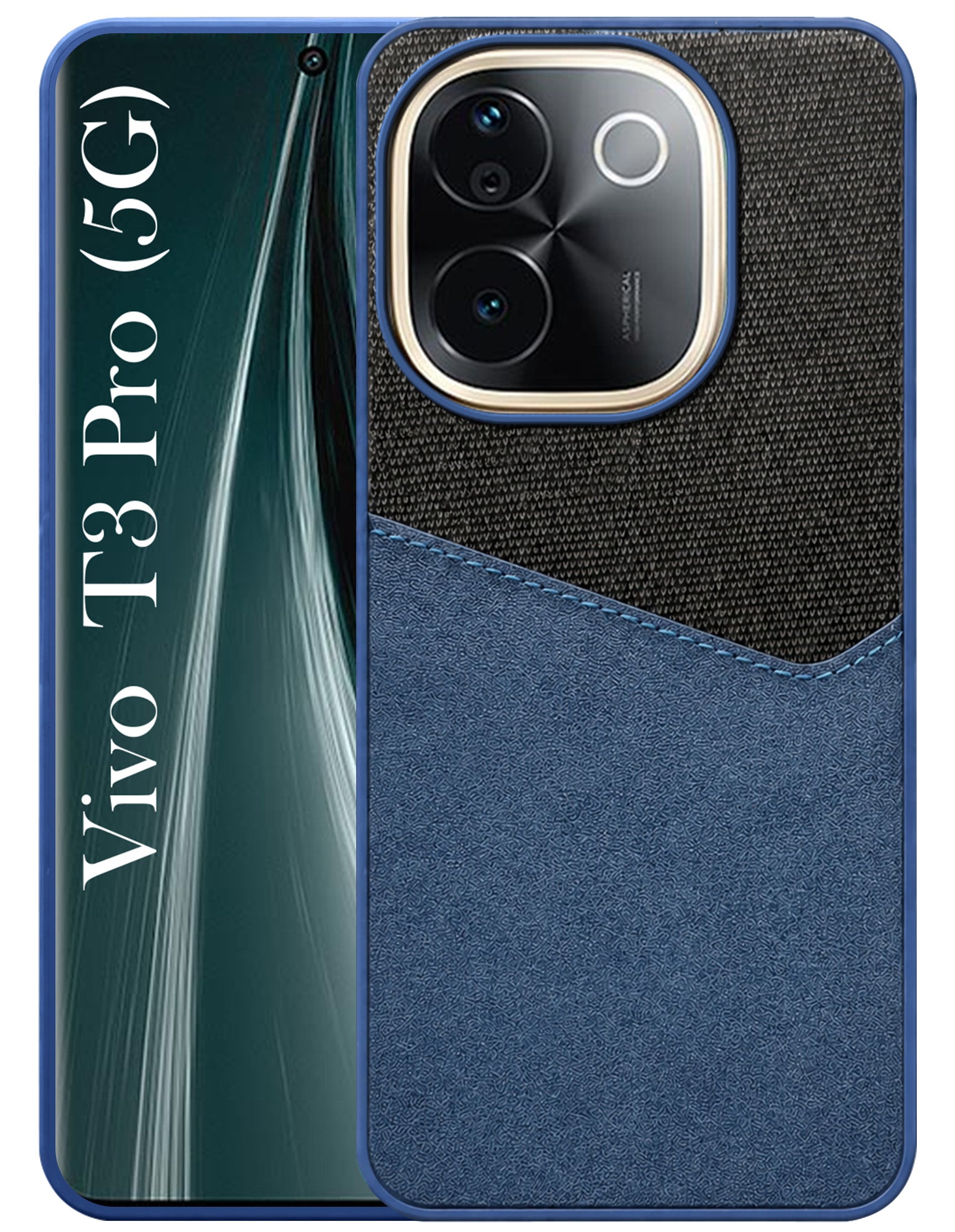 For Vivo T3 Pro Back Cover Case (Dual PU Leather Stitch | Professional Minimalist | Soft and Flexible)
