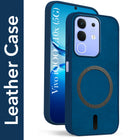 For Vivo iQOO Z10x Back Cover Case Leather Finish (MagSafe Compatible Wireless Charging | Soft Touch | Camera Bump Protection)