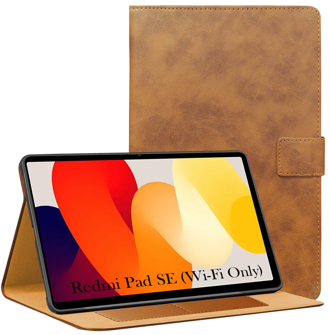 For Redmi Pad SE 11 Inch 23073RPBFG Flip Cover Folio Cover (PU Leather | Multi-Angle Smart Stand | Card Storage Slots | Silicone Back Pouch)