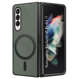 For Samsung Galaxy Z Fold 3 5G Back Cover Case (MagSafe Wireless Charging Compatible | Sleek Leather Finish | Inside Microfiber Cloth)