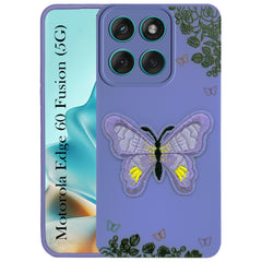 For Motorola Moto Edge 60 Fusion Back Cover Case (Soft Butterfly Embroidery | Women Teen Girls | Camera Protection| Matte Silicone)