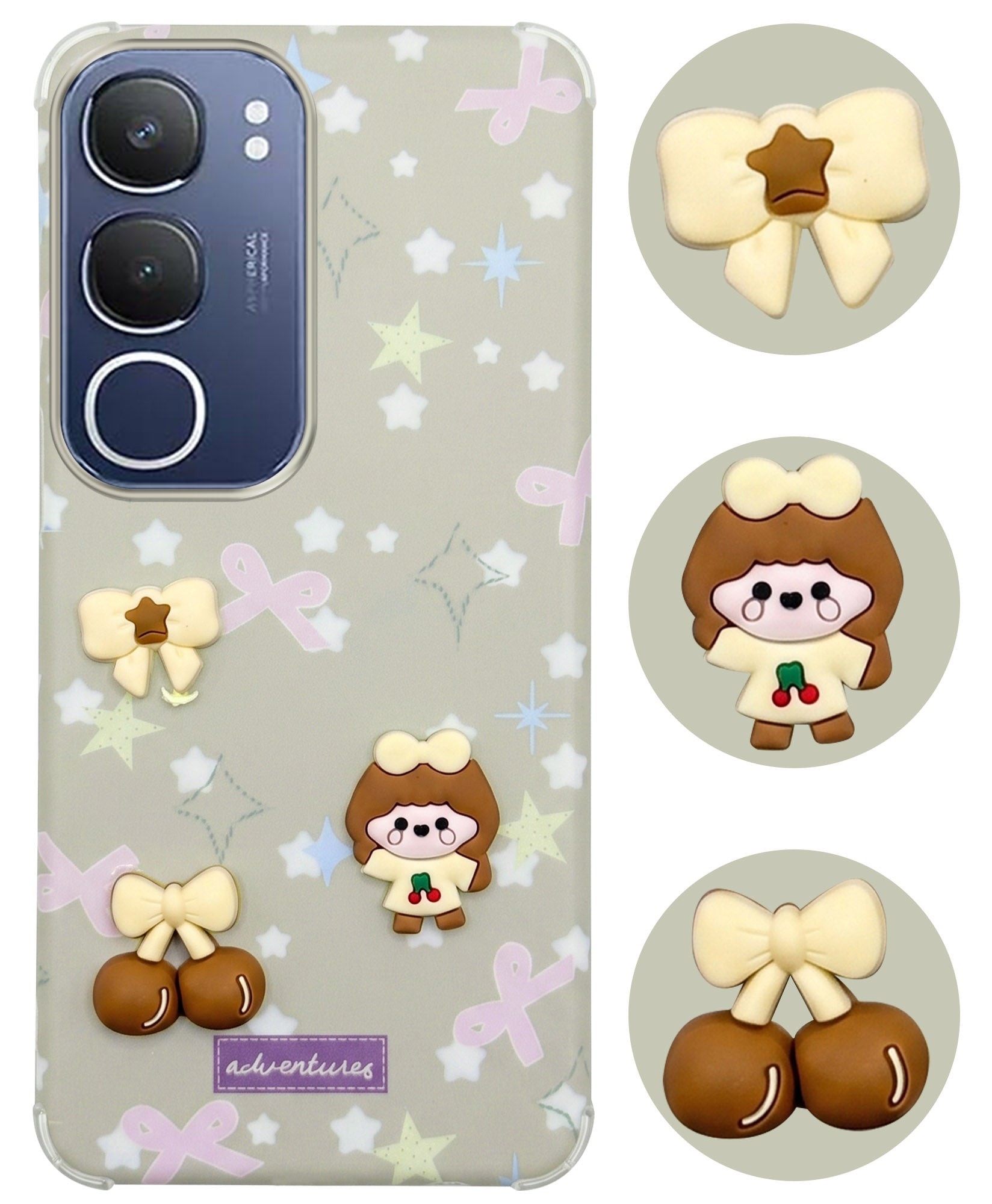 For Vivo Y29 Back Cover Case (3D Cute Cartoons | Hard Back Side Soft | Matte Premium Finish | HD Printing)