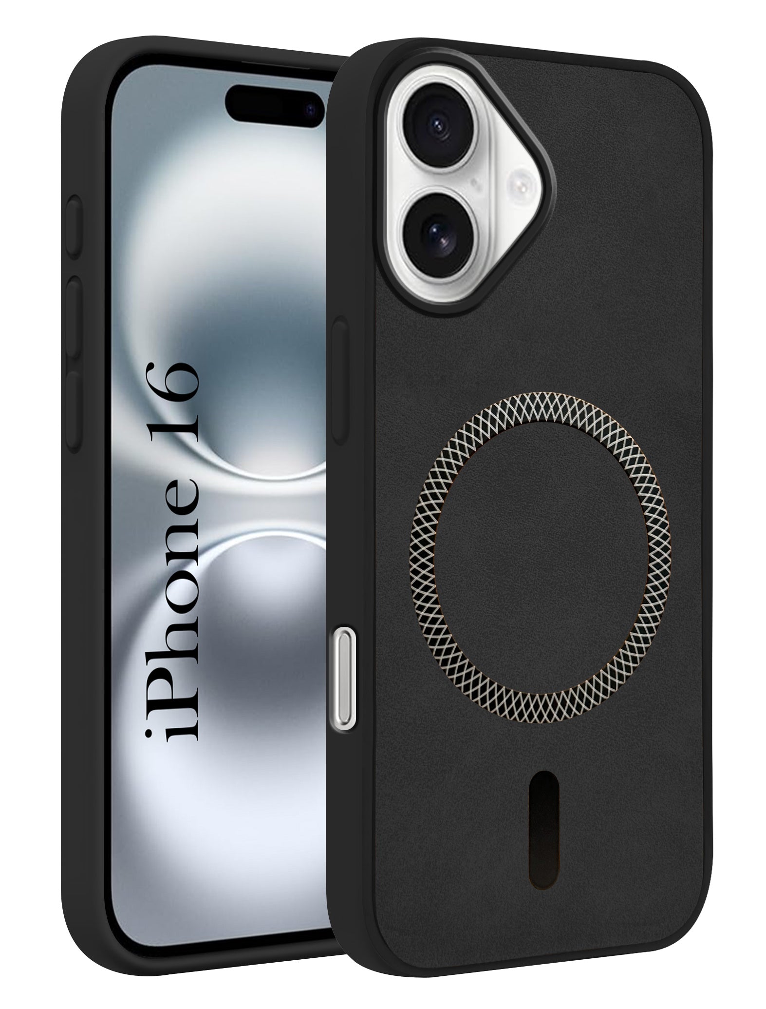 For Apple iPhone 16 Back Cover Case (Sleek Leather Finish | MagSafe Compatible Wireless Charging | Camera Bump Protection)