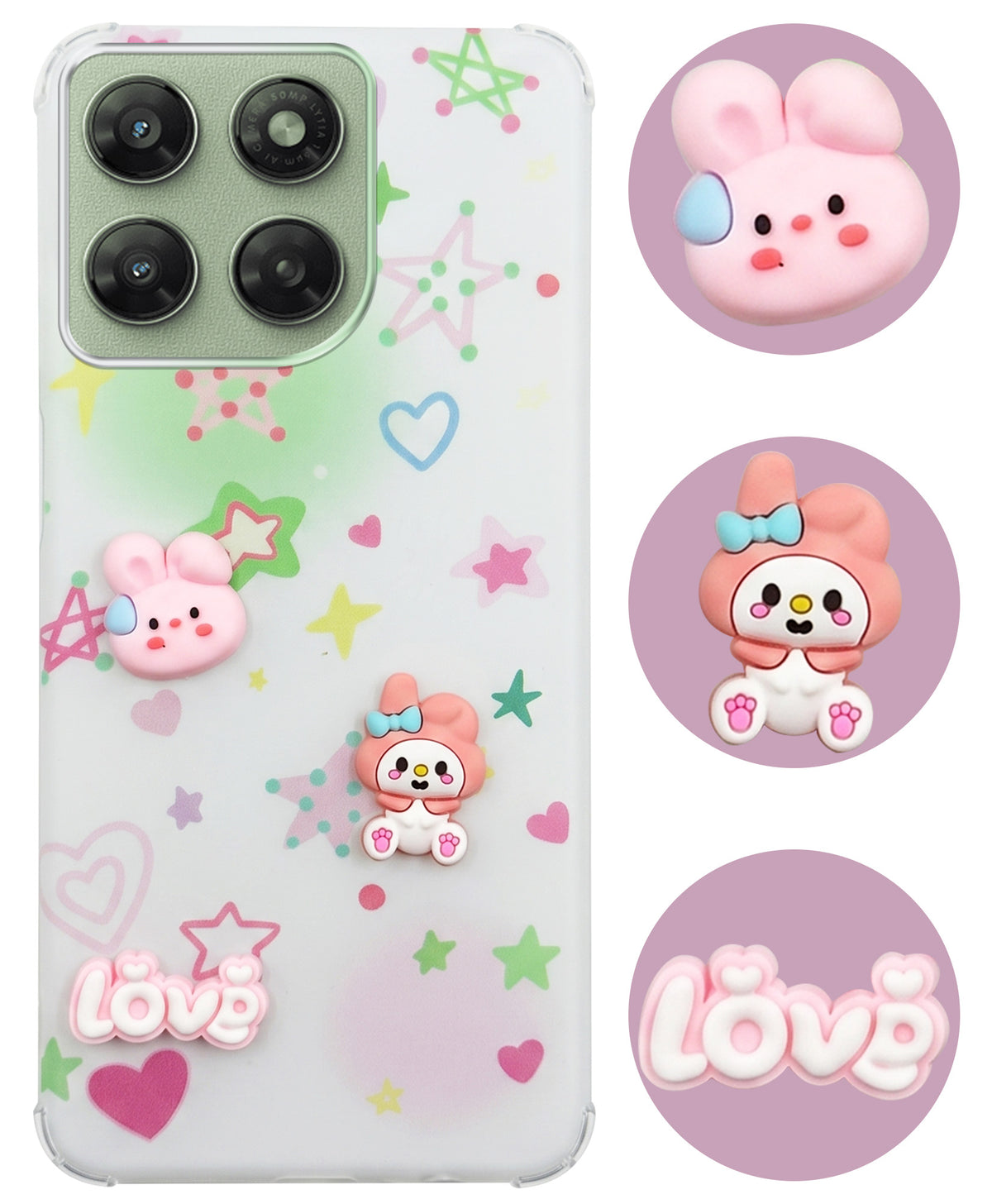 For Motorola Moto G77 Power Back Cover Case (3D Cute Cartoons | Hard Back Side Soft | Matte Premium Finish | HD Printing)