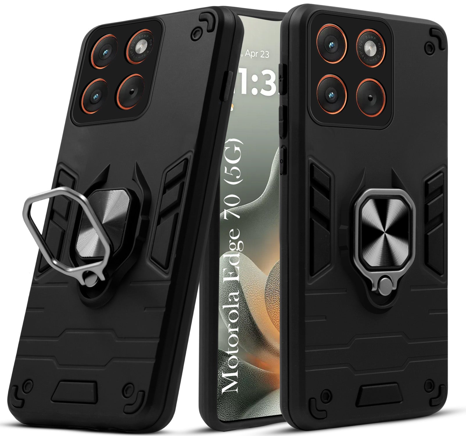 For Motorola Moto Edge 70 Back Cover Case Hybrid Armor (Shockproof Dual Layer Polycarbonate |Ring Holder Kickstand)