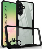 For Samsung Galaxy A56 Back Cover Case (Shockproof with Polycarbonate Clear Panel | Professional Black)