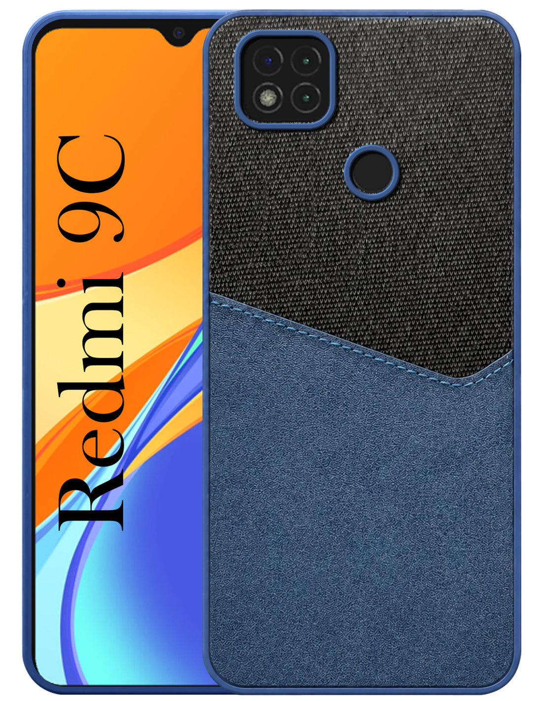 For Redmi 9C Back Cover Case (Dual PU Leather Stitch | Professional Minimalist | Soft and Flexible)