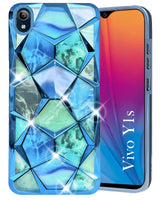 For Vivo Y1s Back Cover Case (Dual Design Glitter Sparkle and Detachable Diamond Print Case | Soft and Flexible)