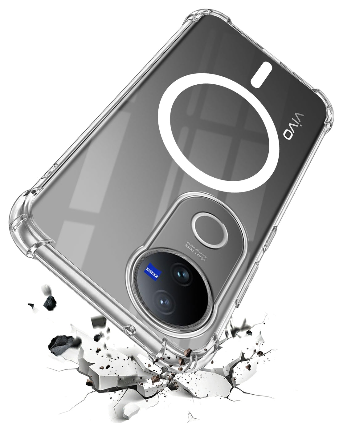 For Vivo V50 | Vivo V50e Back Cover Shockproof Crystal-Clear (Magsafe Wireless Support | Drop & Camera Protection | Hard Polycarbonate)