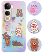 For Vivo Y400 Pro Back Cover Case (3D Cute Cartoons | Hard Back Side Soft | Matte Premium Finish | HD Printing)