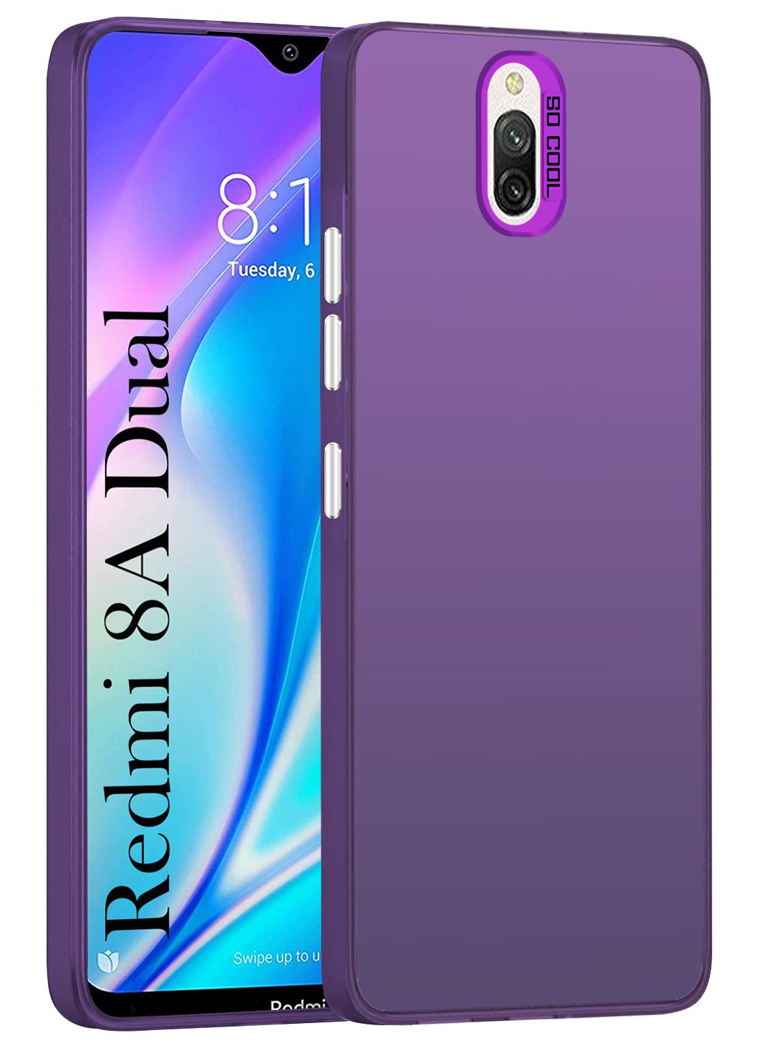 For Xiaomi Mi Redmi 8A Dual Hard Back Cover Case (Velvet Touch Professional Glossy Finish Camera Protection Bump) Silver White