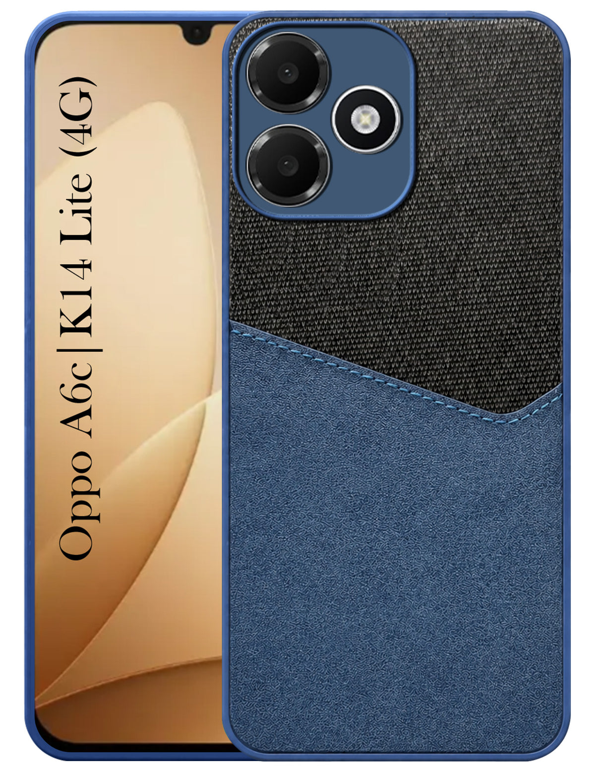For Oppo A6c | Oppo K14 Lite Back Cover Case (Dual PU Leather Stitch | Professional Minimalist | Soft and Flexible)