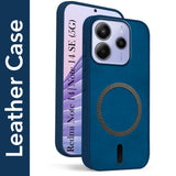 For Redmi Note 14 5G | Redmi Note 14 SE Back Cover Case Leather Finish (MagSafe Compatible Wireless Charging | Soft Touch | Camera Bump Protection)