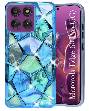 For Motorola Moto Edge 60 Pro Back Cover Case (Dual Design Glitter Sparkle and Detachable Diamond Print Case | Soft and Flexible)