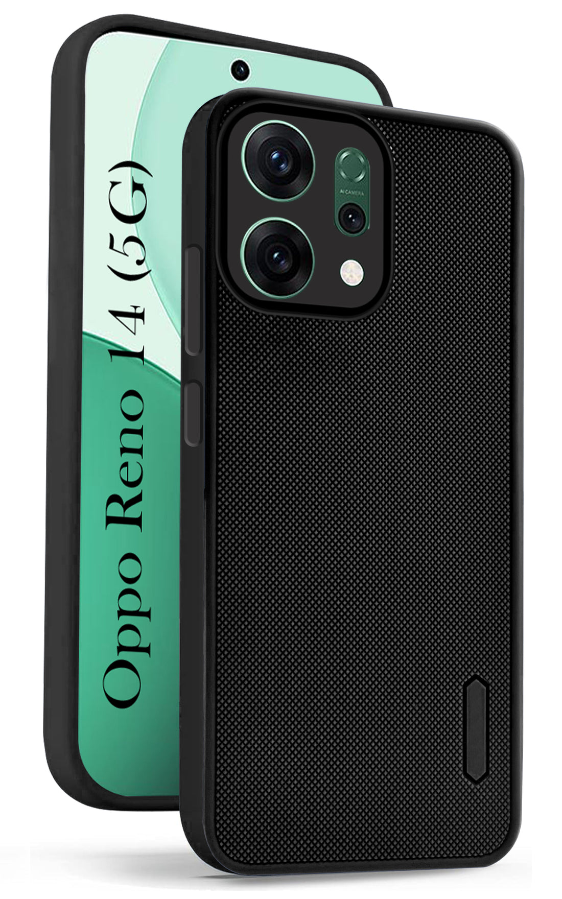 For Oppo Reno14 5G | Oppo Reno 14 5G Back Cover Case (Textured Grip Design | Micro-Fiber Cloth Inside | Slim and Light Weight | Soft Touch and Feel | Black)