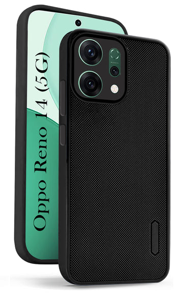For Oppo Reno14 5G | Oppo Reno 14 5G Back Cover Case (Textured Grip Design | Micro-Fiber Cloth Inside | Slim and Light Weight | Soft Touch and Feel | Black)