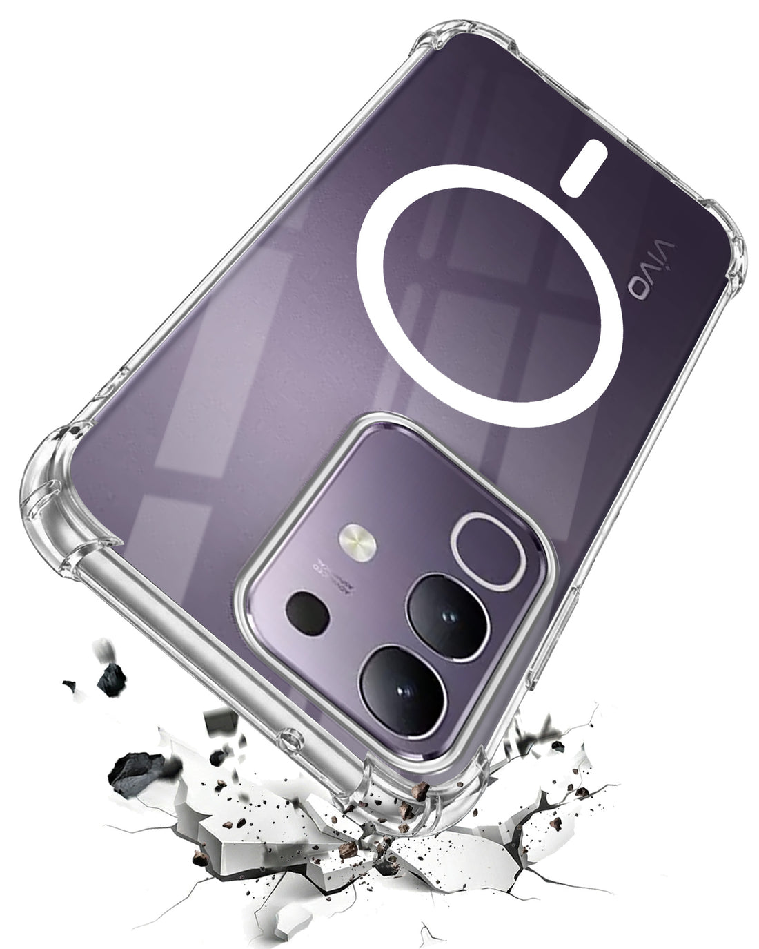 For Vivo T4x | Vivo Y31 Pro Back Cover Shockproof Crystal-Clear (Magsafe Wireless Support | Drop & Camera Protection | Hard Polycarbonate)