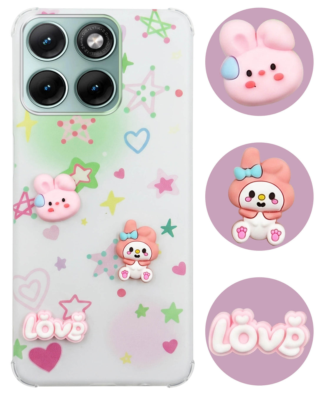 For Motorola Moto Edge 70 Fusion Back Cover Case (3D Cute Cartoons | Hard Back Side Soft | Matte Premium Finish | HD Printing)