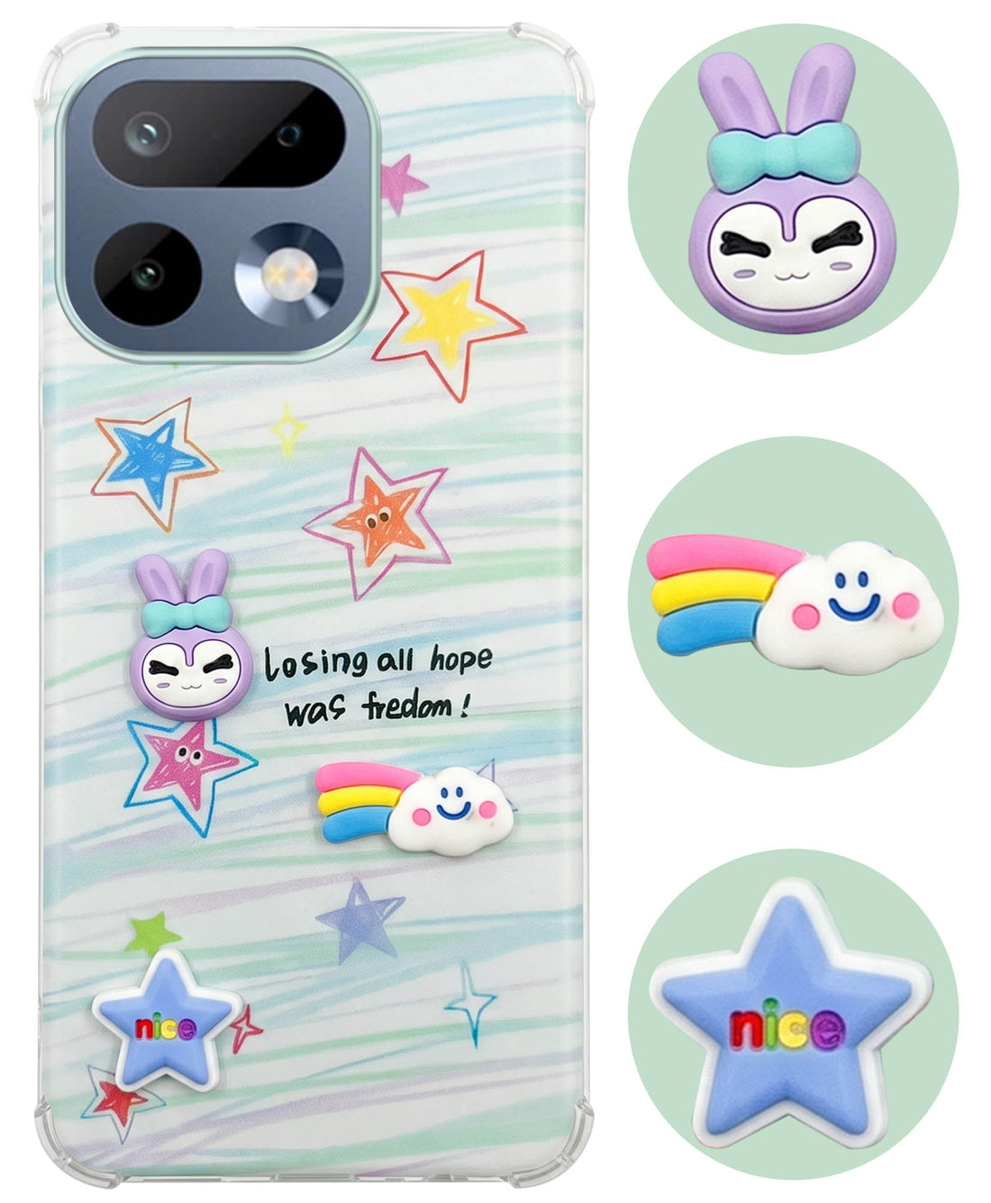 For Realme 16 Pro Back Cover Case (3D Cute Cartoons | Hard Back Side Soft | Matte Premium Finish | HD Printing)