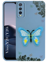 For Vivo Y20 | Y20i Back Cover Case (Soft Butterfly Embroidery | Women Teen Girls | Camera Protection| Matte Silicone)