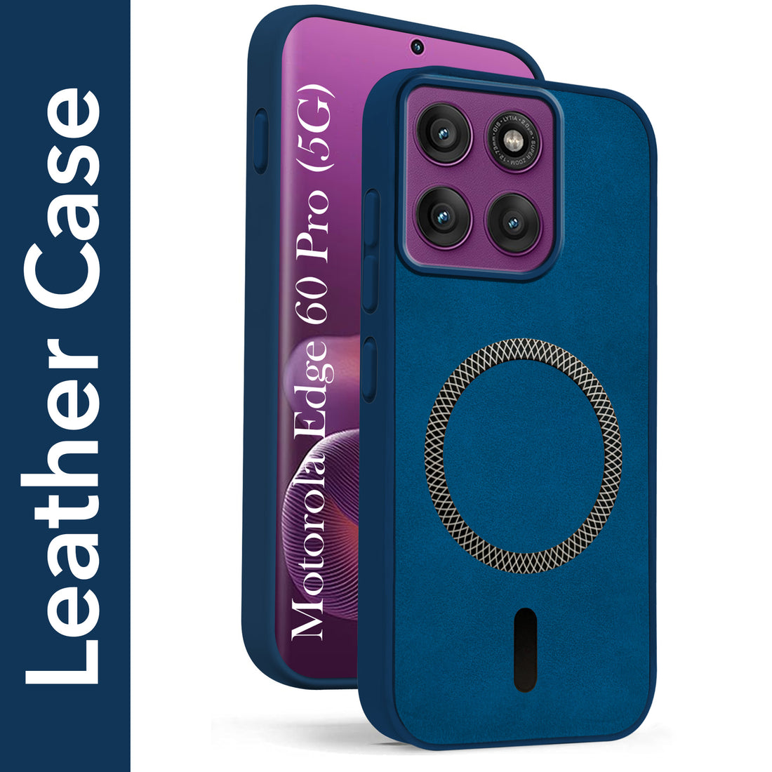 For Motorola Moto Edge 60 Pro Back Cover Case Leather Finish (MagSafe Compatible Wireless Charging | Soft Touch | Camera Bump Protection)