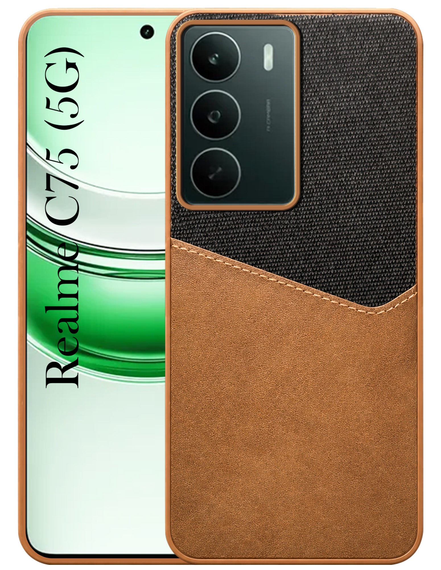 For Realme C75 5G Back Cover Case (Dual PU Leather Stitch | Professional Minimalist | Soft and Flexible)