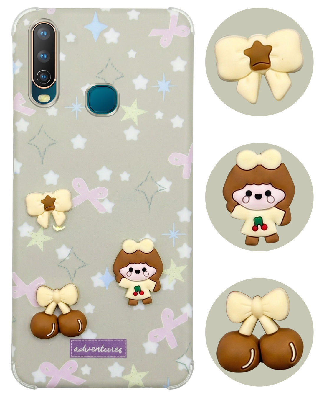 For Vivo U10 Back Cover Case (3D Cute Cartoons | Hard Back Side Soft | Matte Premium Finish | HD Printing)