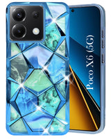 For Poco X6 5G Back Cover Case (Dual Design Glitter Sparkle and Detachable Diamond Print Case | Soft and Flexible)