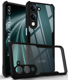 For Vivo iQOO Z10 Lite  Back Cover Case ( Shockproof with Polycarbonate Clear Panel | Professional Black)