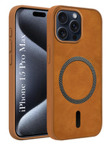For Apple iPhone 15 Pro Max Back Cover Case (Sleek Leather Finish | MagSafe Compatible Wireless Charging | Camera Bump Protection)