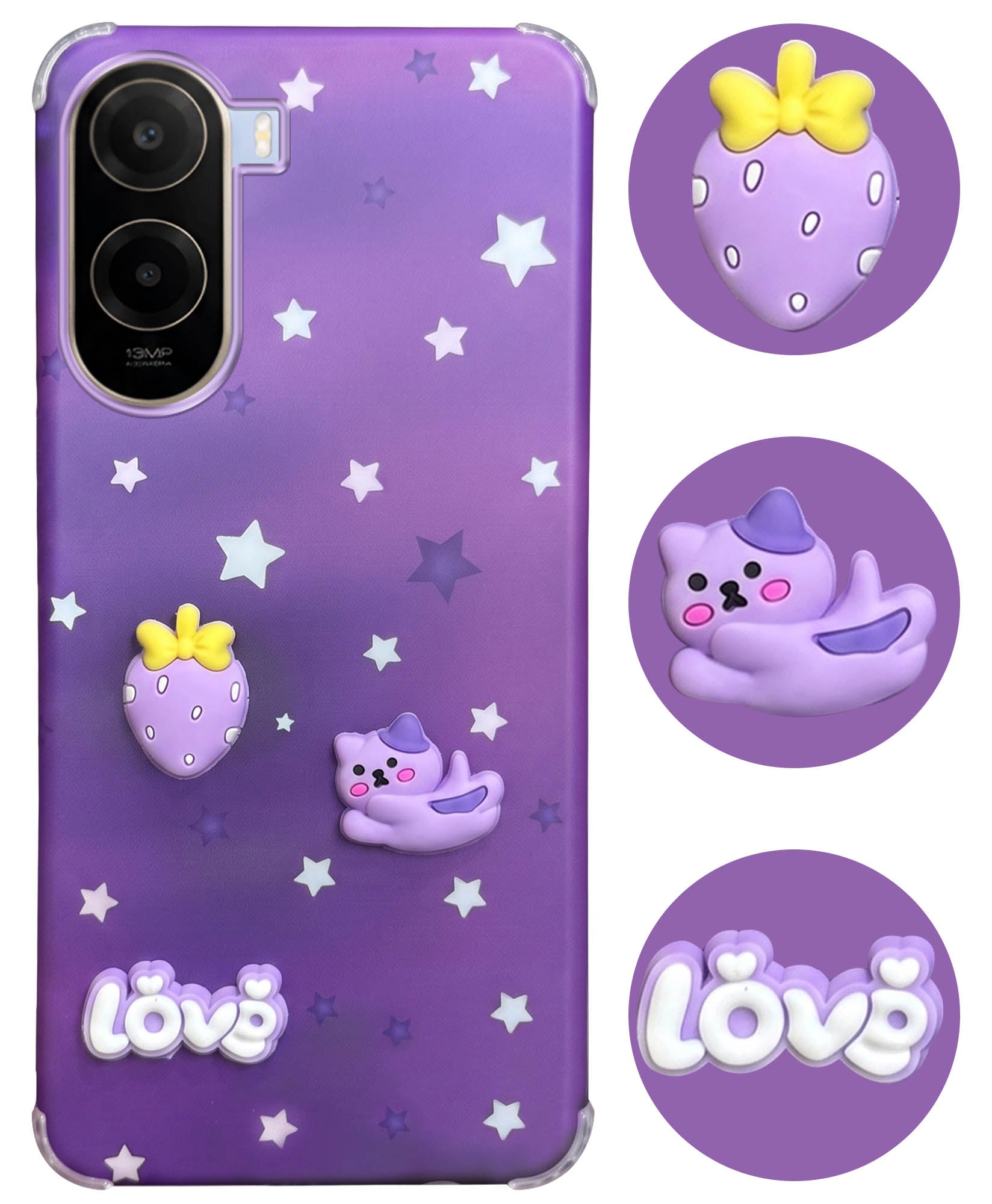 For Poco C81 5G Back Cover Case (3D Cute Cartoons | Hard Back Side Soft | Matte Premium Finish | HD Printing)