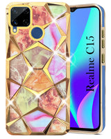 For Realme C15 Back Cover Case (Dual Design Glitter Sparkle and Detachable Diamond Print Case | Soft and Flexible)