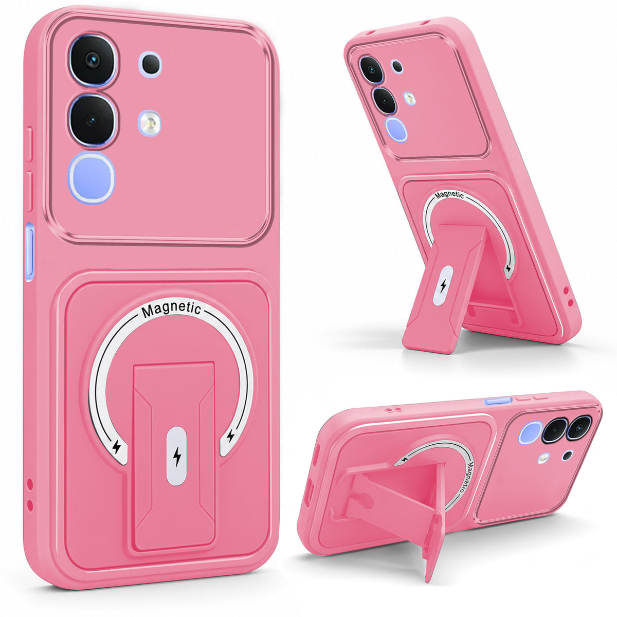 For Vivo iQOO Z10x Back Case Cover Metallic (Hybrid Armor Kickstand | MagSafe Compatible | Camera Protection Shockproof)